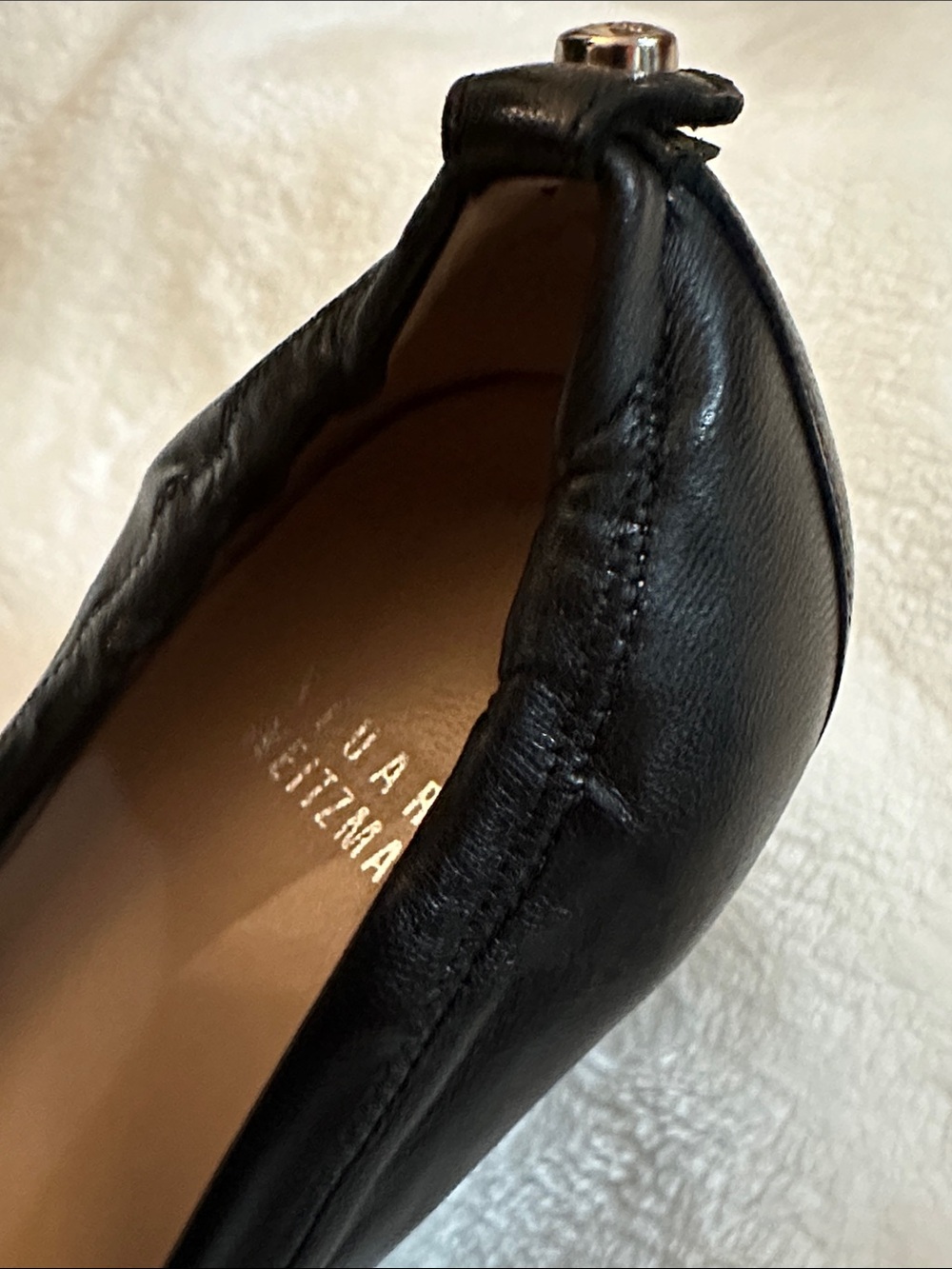 STUART WEITZMAN Leather Classic Ballet Pumps Block Heel Sz9.5 Made in Spain NWOT - Picture 13 of 17